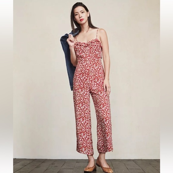 Reformation Pants - Reformation Yvonne Red Floral Flower Jumpsuit